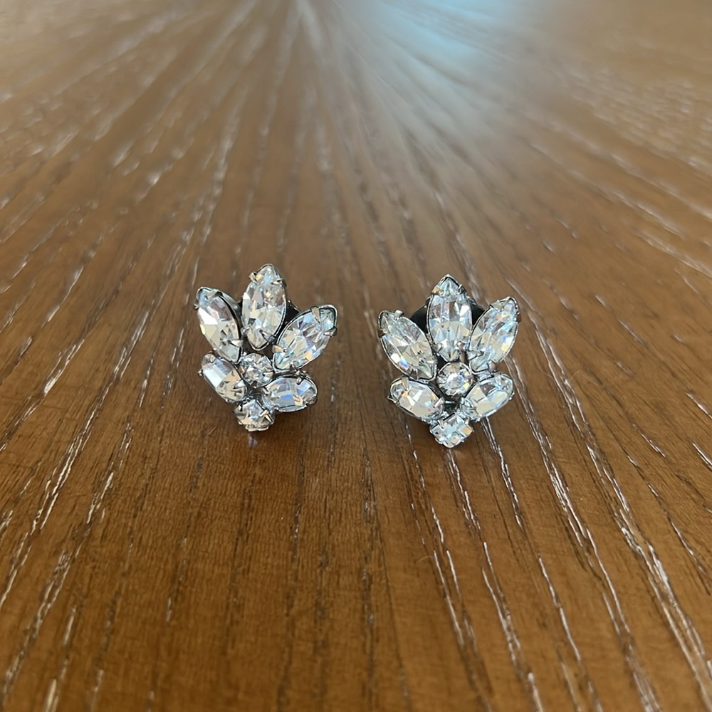 Vintage Clip On Faux Diamond Earrings